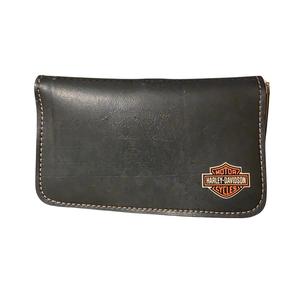 Harley-Davidson Checkbook Cover Littlearth Black Bifold Biker Wallet Logo